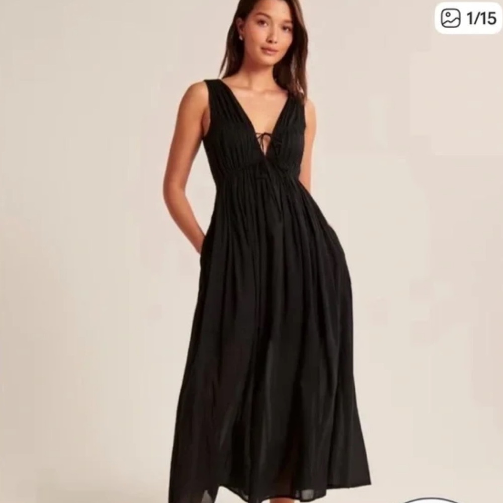 Abercrombie & Fitch Black Front Tie Maxi Dress M